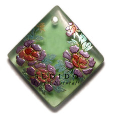 58MMMM DIAMOND TRANSPARENT GREEN Hand Painted Pendant