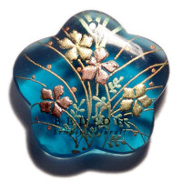 SCALLOP 40MM TRANSPARENT BLUE Hand Painted Pendant