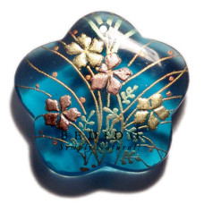 SCALLOP 40MM TRANSPARENT BLUE Hand Painted Pendant