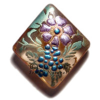 DIAMOND 40MM  TRANSPARENT Hand Painted Pendant