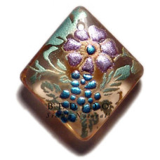 DIAMOND 40MM  TRANSPARENT Hand Painted Pendant