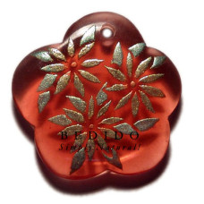 SCALLOP 35MM TRANSPARENT RED Hand Painted Pendant