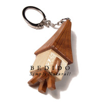 65mmx23mm polished wooden hut Key Chain
