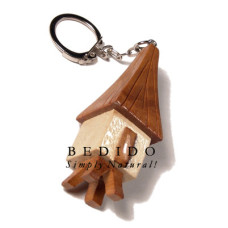 65mmx23mm polished wooden hut Key Chain
