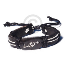 Natural Surfer black leather bracelet gender symbols
