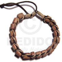 Palmwood Cylinder Wood Beads in Macrame Brown