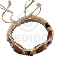 Tube Wood Beads in Macrame Satin Cord