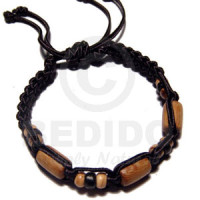 Tube Wood Beads in Macrame Satin Cord