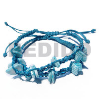 Adjustable Natural Beads Macramae Pair In Baby Blue Bracelets