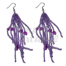 Dangling Lavender Glass Beads with Resin Nuggets