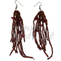 Dangling Brown Glass Beads with Resin Nuggets