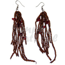 Dangling Brown Glass Beads with Resin Nuggets