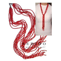 Scarf Necklace Made Of Natural Beads