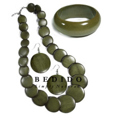 stained green wood jewelry Set Jewelry