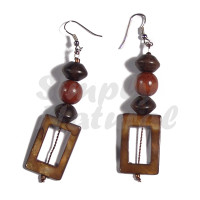 Dangling 30mmx20mm Rectangular Laminated Golden Amber Kabibe