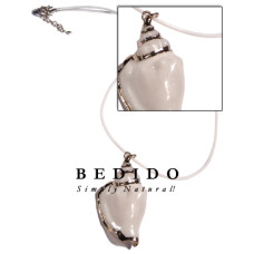plain white rubber cord with white canarium pendant