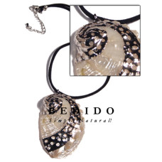 black leather thong with glistening white abalone pendant