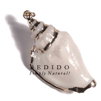 White canarium shell molten gold metal pendant