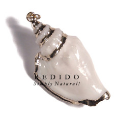 White canarium shell molten gold metal pendant