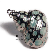 Green turbo shell molten silver metal jewelry