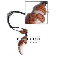 Cowrie Tiger Shell fang Tribal Clay Necklace