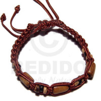 Tube Wood Beads in Macrame Satin Cord
