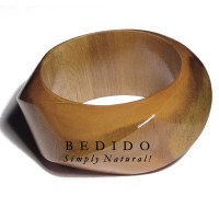 Twisted Natural Wood Chunky Bangle Mustard Tone