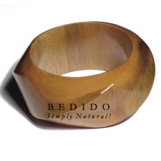 Twisted Natural Wood Chunky Bangle Mustard Tone