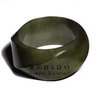 Twisted Natural Wood Chunky Bangle Olive Green