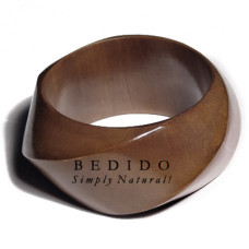 Twisted Natural Wood Chunky Bangle Mocca Brown