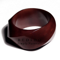 Twisted Natural Wood Chunky Bangle Reddish Brown