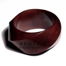 Twisted Natural Wood Chunky Bangle Reddish Brown