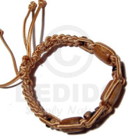 Tube Wood Beads in Macrame Satin Cord