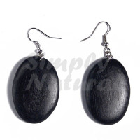 Dangling Oval 38mmx27mm natural Wood In Black