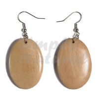 Dangling Oval 38mmx27mm natural Wood with Clear