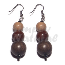 Dangling Round natural Wood Graduated 15mm/12mm/10mm Beads