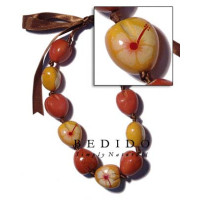 Kukui Nuts Natural Lei Necklace Wood Imitation